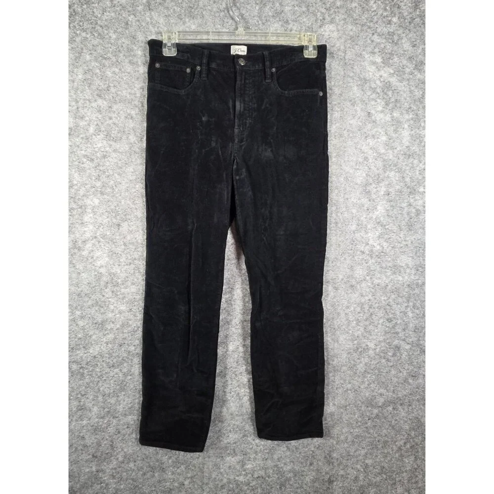 J. Crew Corduroy Pants Straight Leg Flat Front Classic Black Women's Size 29